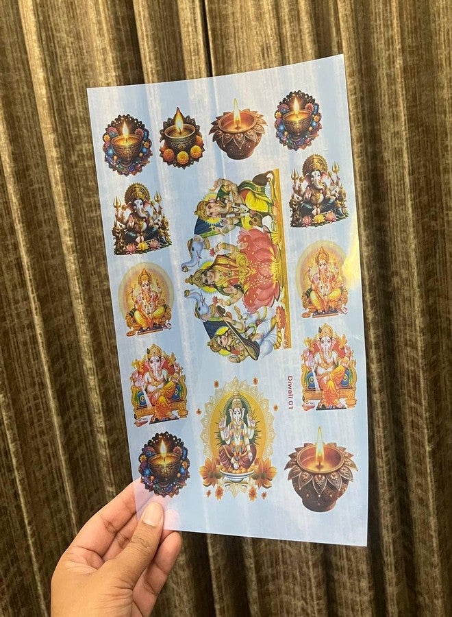 IRIKA A4 Resin Insert Sheet - Diwali Theme with Ganesh Ji, Lakshmi Ji & Diya Designs | Not Stickers | Direct Mold Insert for Art & Craft - Image 2